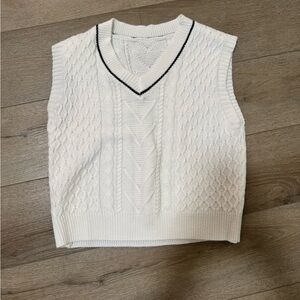 White Cable Knit Sweater Vest